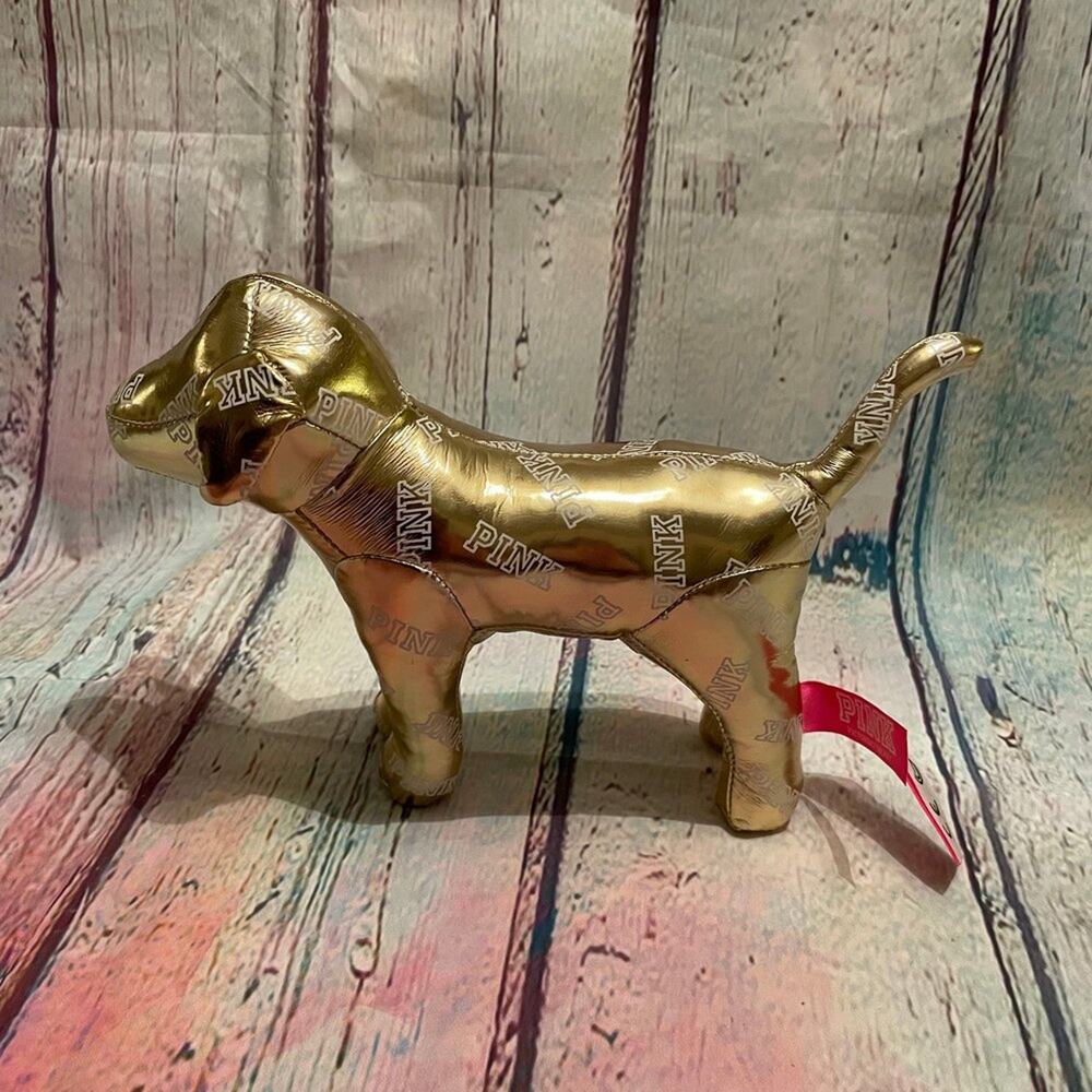 Victoria's Secret PINK Dog Gold White Graphic Plush Decoration Collectible - Picture 2 of 5